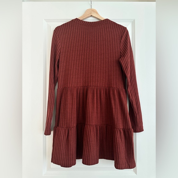 NWOT Topshop cut and sew tiered throw-on dress in rust - Size 4 / S - Picture 6 of 7